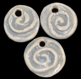 Handmade ceramic gray spiral beads (set of 3)