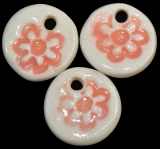 Handmade ceramic flower beads (set of 3)