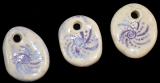 Handmade ceramic bird track beads (set of 3)