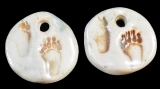 Handmade ceramic bear-track beads (set of 2)